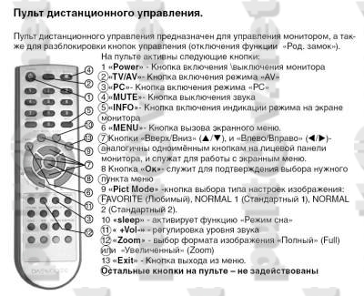 CTV L757SC пульт для видеомонитора